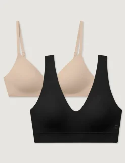 Second Skin Wireless T-Shirt Bra & Pullover V-Neck Bra (2-Pack)