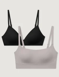 Second Skin Wireless T-Shirt Bra & Light Support Bra (2-Pack)