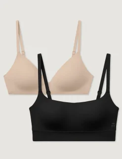 Second Skin Wireless T-Shirt Bra & Light Support Bra (2-Pack)