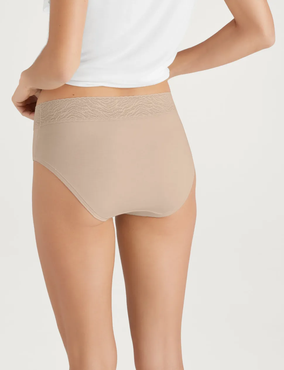 Women's Cool Cotton High Rise Brief, Lace Waist