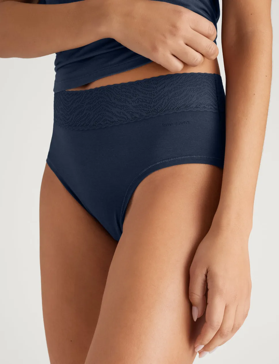 Women's Cool Cotton High Rise Brief, Lace Waist