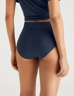 Women's Cool Cotton High Rise Brief, Lace Waist