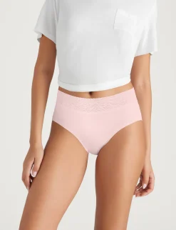 Women's Cool Cotton High Rise Brief, Lace Waist