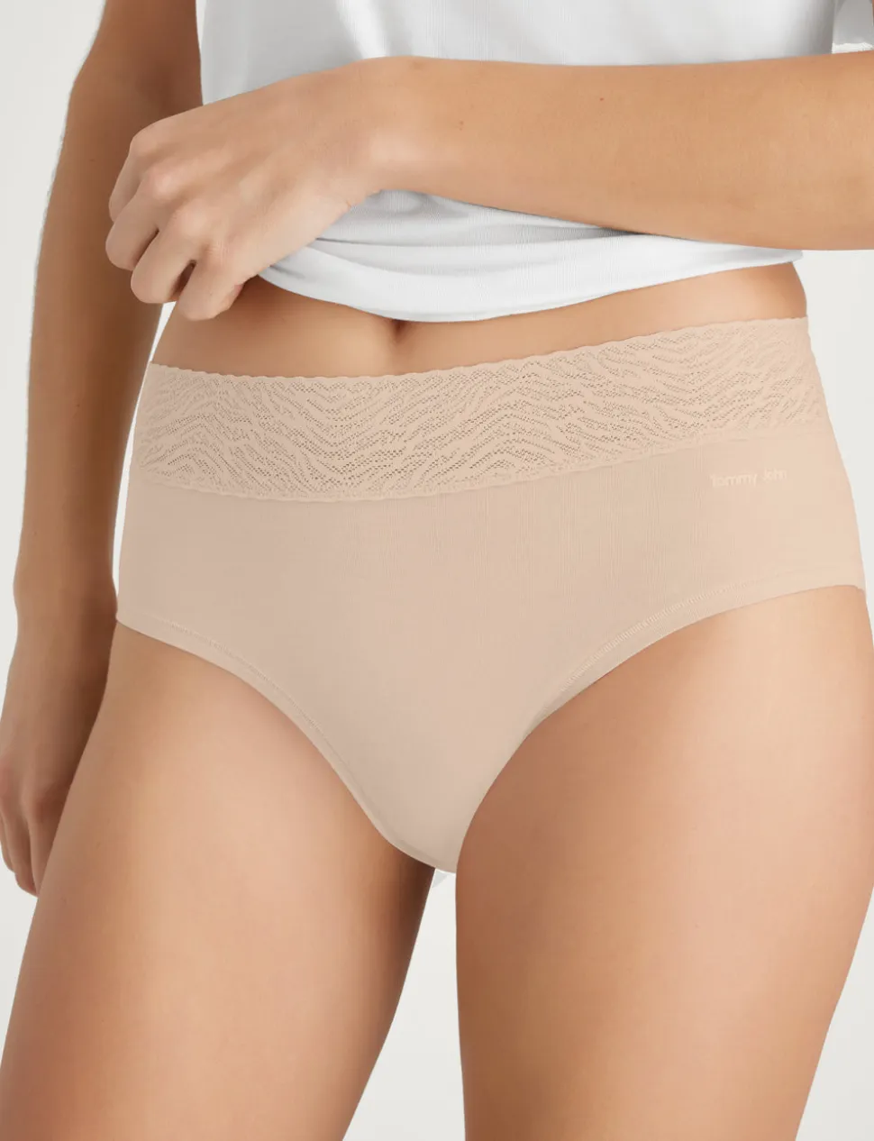 Women's Cool Cotton High Rise Brief, Lace Waist