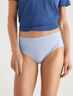 Women's Cool Cotton High Rise Brief, Lace Waist
