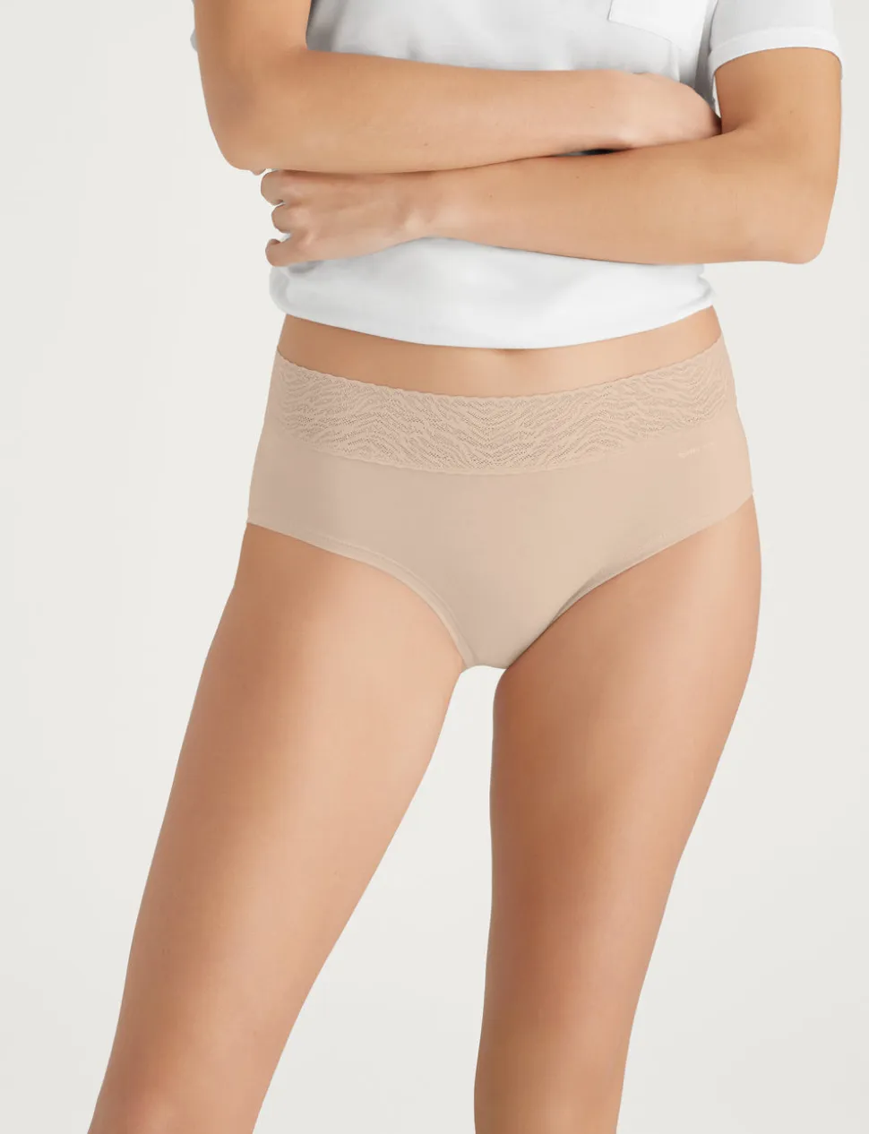 Women's Cool Cotton High Rise Brief, Lace Waist