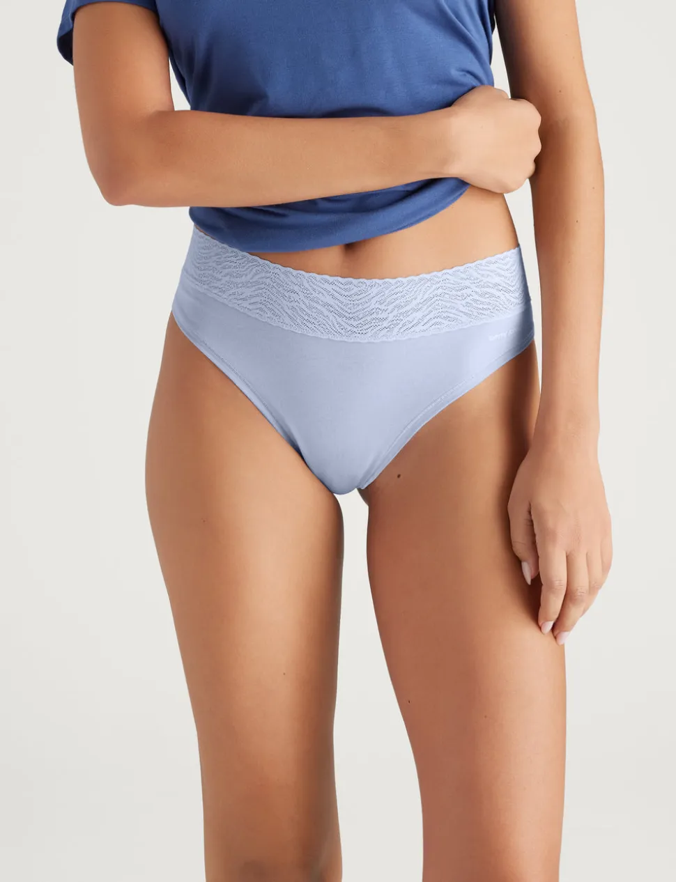 Women's Cool Cotton Thong, Lace Waist (3-Pack)