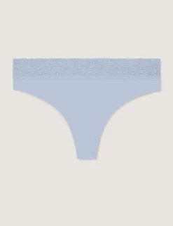 Women's Cool Cotton Thong, Lace Waist (3-Pack)