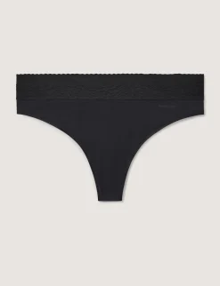 Women's Cool Cotton Thong, Lace Waist (3-Pack)
