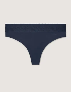 Women's Cool Cotton Thong, Lace Waist (3-Pack)