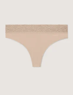 Women's Cool Cotton Thong, Lace Waist (3-Pack)