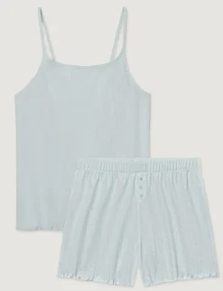 Women's Cotton Pointelle Rib Cami & Short Set