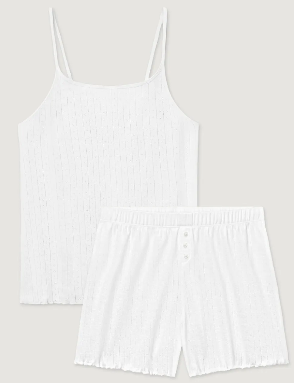 Women's Cotton Pointelle Rib Cami & Short Set