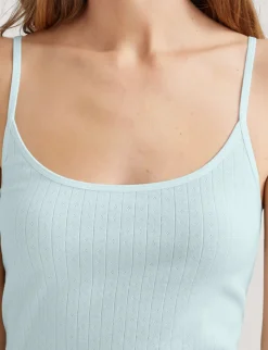 Women's Cotton Pointelle Rib Cami & Short Set