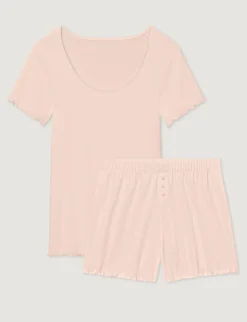 Women's Cotton Pointelle Rib Sleep Short