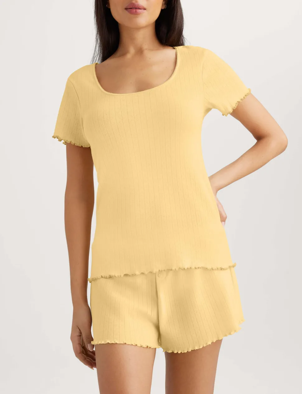 Women's Cotton Pointelle Rib Sleep Short