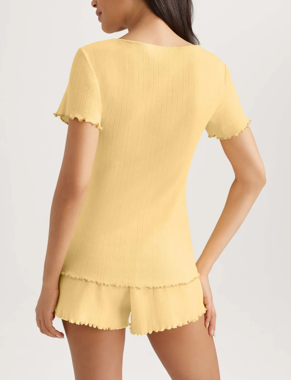 Women's Cotton Pointelle Rib Tee & Pant Set