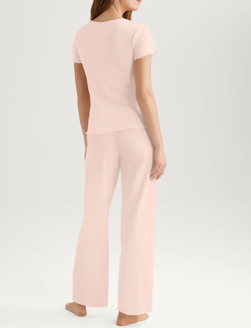 Women's Cotton Pointelle Rib Tee & Pant Set