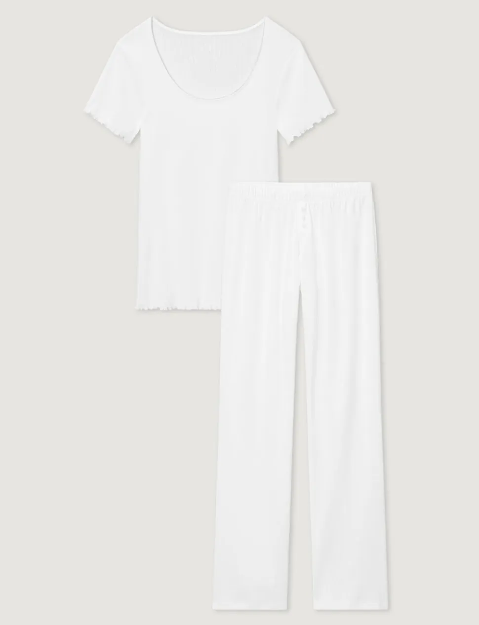 Women's Cotton Pointelle Rib Tee & Pant Set