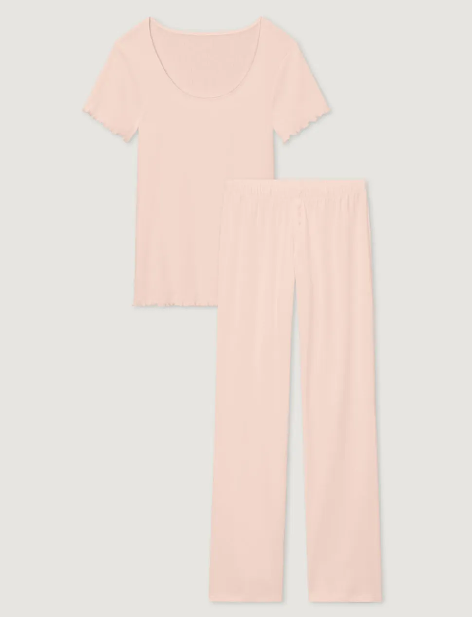 Women's Cotton Pointelle Rib Tee & Pant Set