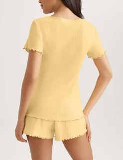 Women's Cotton Pointelle Rib Tee & Short Set