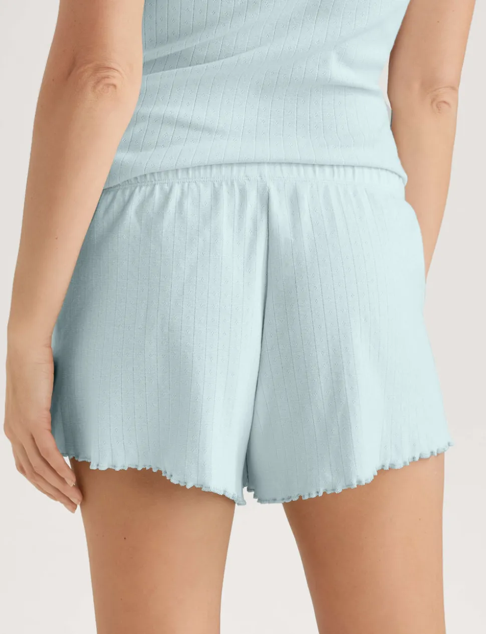 Women's Cotton Pointelle Rib Tee & Short Set