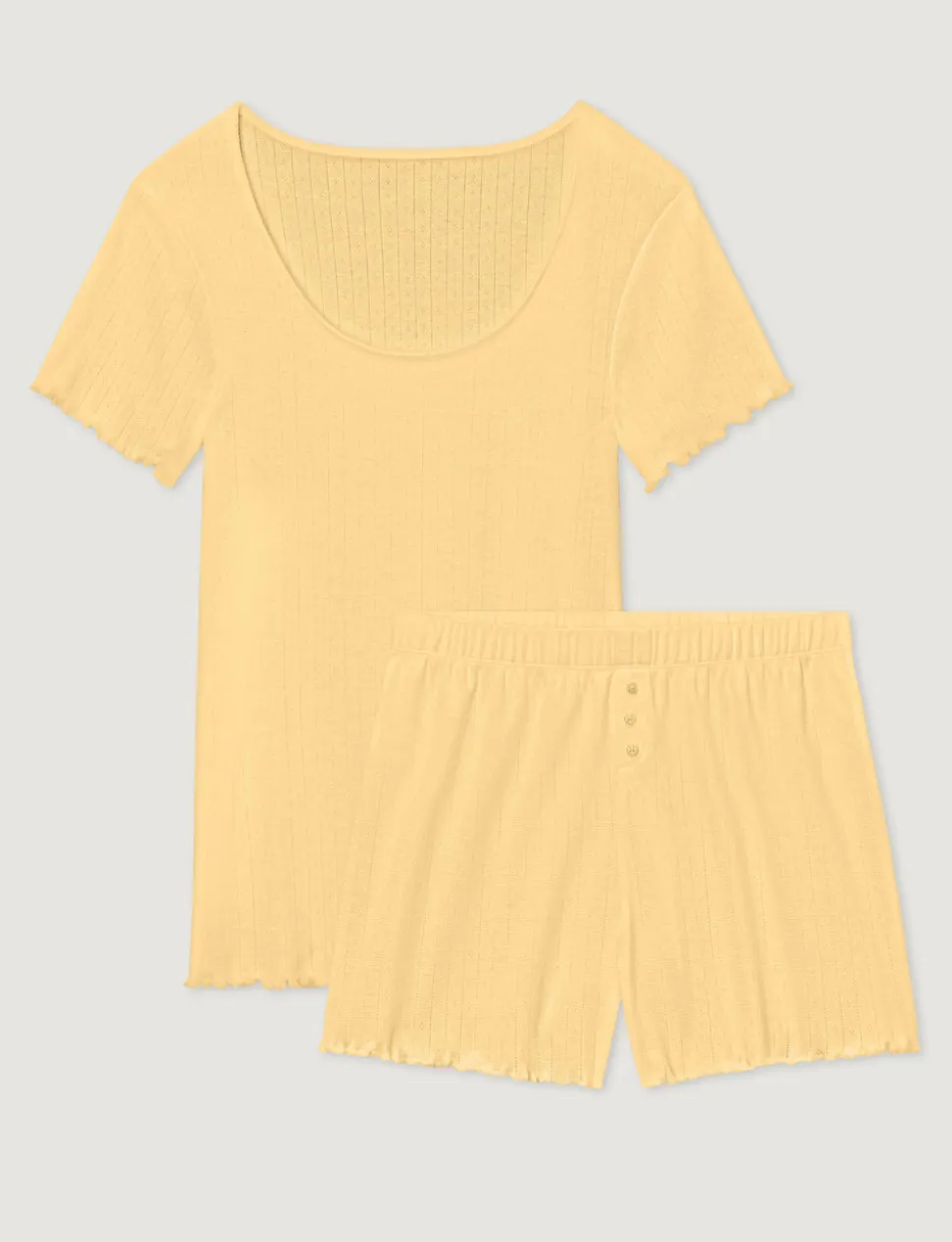 Women's Cotton Pointelle Rib Tee & Short Set