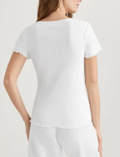 Women's Cotton Pointelle Rib Tee & Short Set