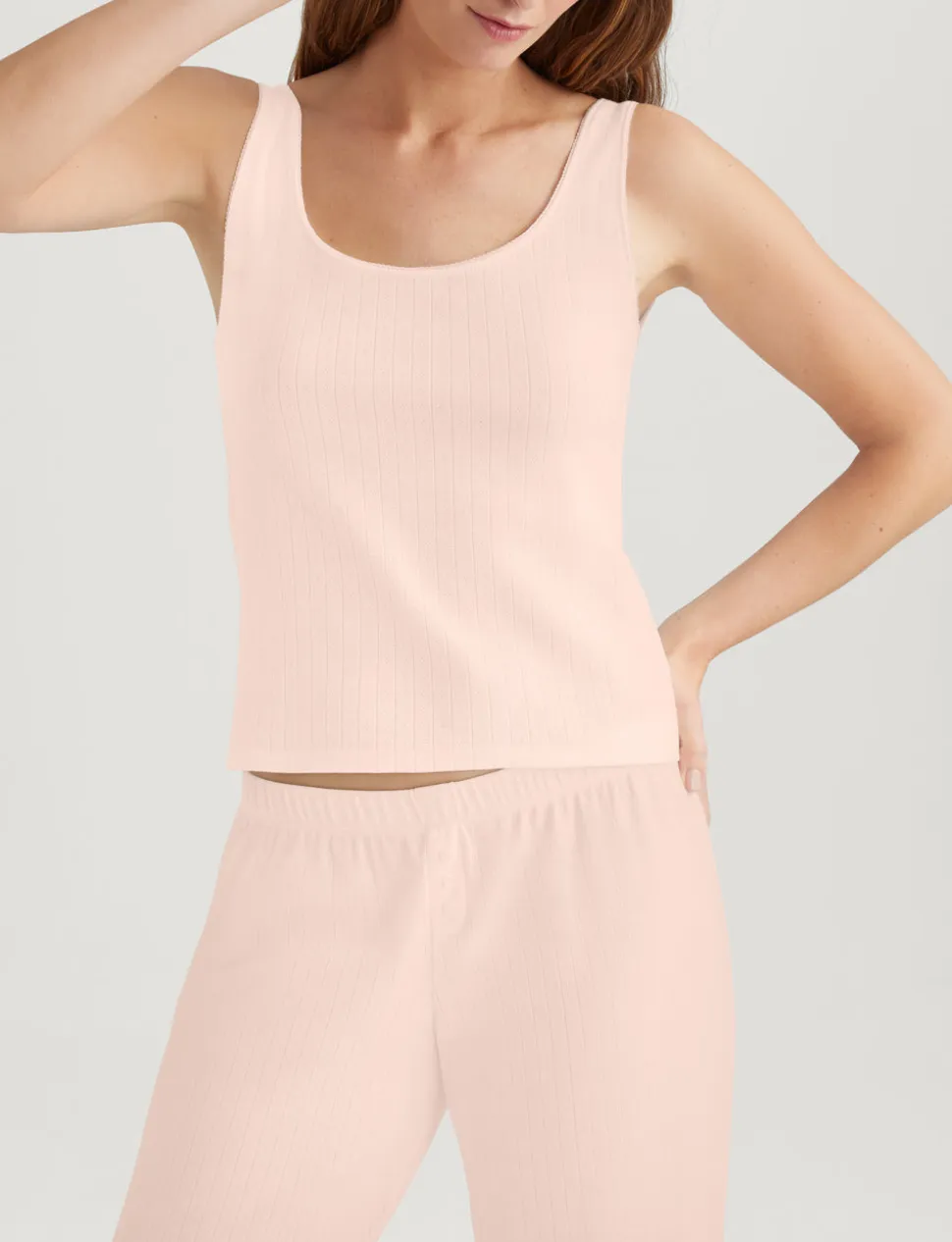 Women's Cotton Pointelle Rib Tank & Pant Set