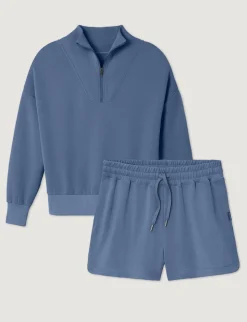 Women's Luxe Traveler Knit Quarter Zip & Mid-Rise Short Set