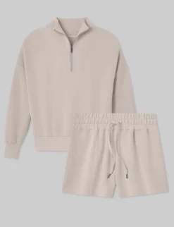 Women's Luxe Traveler Knit Quarter Zip & Short Set