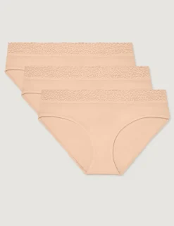 Women's Second Skin Brief, Lace Waist (3-Pack)