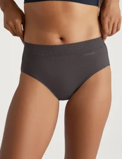 Women's Second Skin High-Rise Brief, Lace Waist (5-Pack)