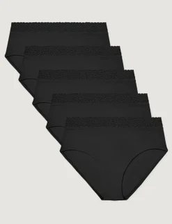 Women's Second Skin High-Rise Brief, Lace Waist (5-Pack)