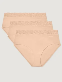 Women's Second Skin High-Rise Brief, Lace Waist (3-Pack)
