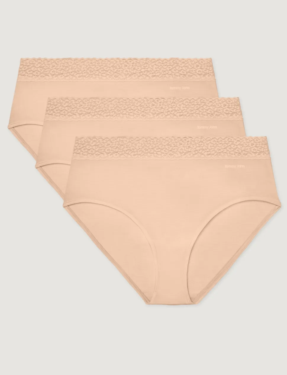 Women's Second Skin High-Rise Brief, Lace Waist (3-Pack)