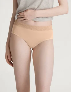 Women's Second Skin High-Rise Brief, Lace Waist (3-Pack)