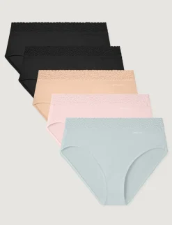 Women's Second Skin High-Rise Brief, Lace Waist (3-Pack)