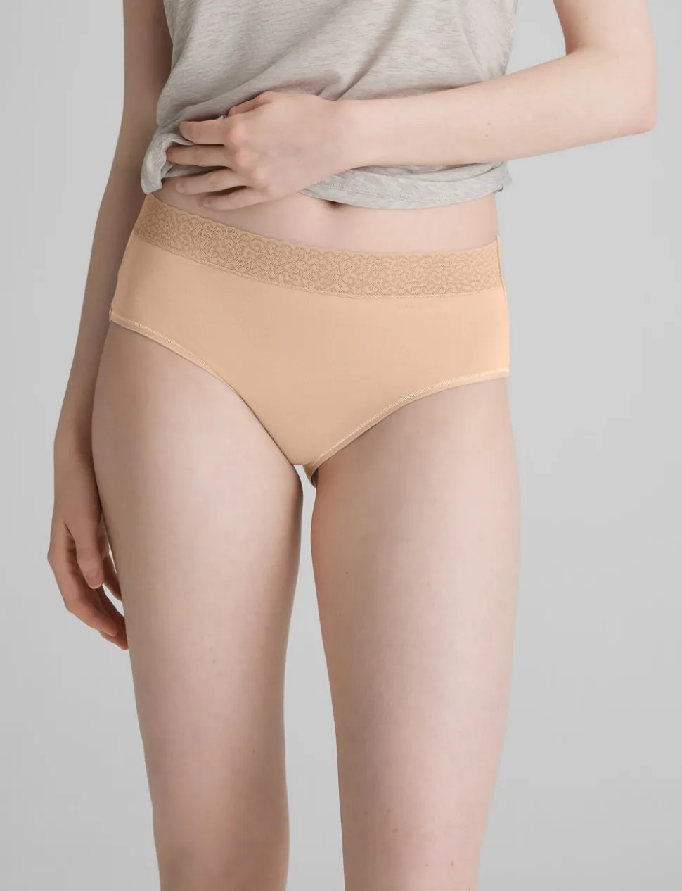 Women's Second Skin High-Rise Brief, Lace Waist (3-Pack)