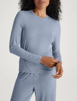 Women's Second Skin Luxe Rib Long Sleeve Crew Neck & Short Set