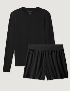 Women's Second Skin Luxe Rib Long Sleeve Crew Neck & Short Set