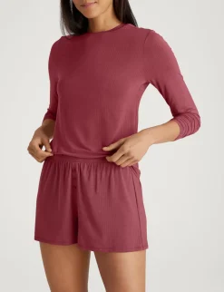 Women's Second Skin Luxe Rib Long Sleeve Crew Neck & Short Set