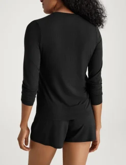 Women's Second Skin Luxe Rib Long Sleeve Crew Neck & Short Set
