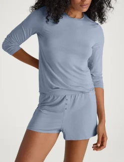 Women's Second Skin Luxe Rib Long Sleeve Crew Neck & Short Set