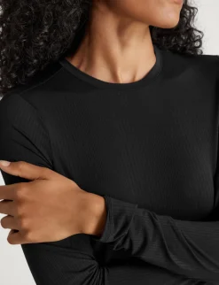 Women's Second Skin Luxe Rib Long Sleeve Crew Neck & Short Set