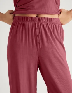 Women's Second Skin Luxe Rib Long Sleeve Crew Neck & Pant Set