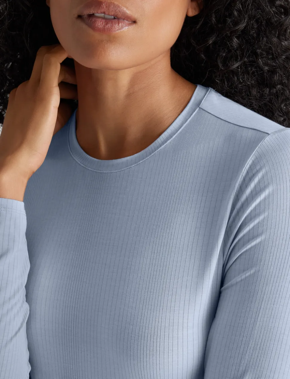 Women's Second Skin Luxe Rib Long Sleeve Crew Neck & Pant Set