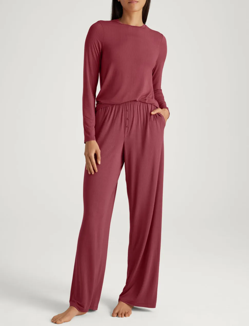 Women's Second Skin Luxe Rib Long Sleeve Crew Neck & Pant Set