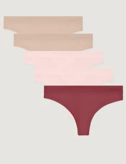 Women's Second Skin Luxe Rib Thong (5-Pack)
