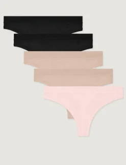 Women's Second Skin Luxe Rib Thong (3-Pack)